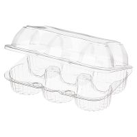 Упаковка прям. внеш. 190x139x65мм, внутр. 6 секций d-54 мм, h-62 мм, на 6 пирожных, 0,35кг,  прозрачная, ОПС