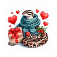 Салфетки 330х330 мм 3-сл., диз. "Новогодний питон с подарком", разноцв., бум., 20 шт/упак "Bouquet" 12 упак/кор РОССИЯ 25099