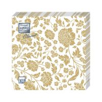 Салфетки 330х330 мм 3-сл., диз. "Анжелика.Золото на белом", разноцв., бум., 20 шт/упак "Bouquet" 12 упак/кор РОССИЯ 37692