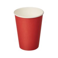 Бумажный стакан 300 мл однослойный, D – 90 мм, картон, цвет красный