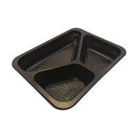 Контейнер 1400[560+2х420] мл 3-секц., 227х177х35 мм, без крышки, черн., ПП, 600 шт/кор "Бластор" 600 шт/упак РОССИЯ П-2318/35/3в