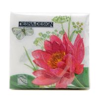 Салфетки 250х250 мм 1-сл., диз. "Водяная лилия", разноцв., бум., 40 шт/упак "Desna Design" 32 упак/кор РОССИЯ 57462