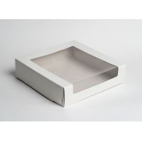 Коробка для торта 225х225х60 мм, с окном, неразъем.крышка, без руч., бел., карт., 80 шт/кор "Forgenika" Shelf РОССИЯ ForG SHELF I W W 225*225*60 A