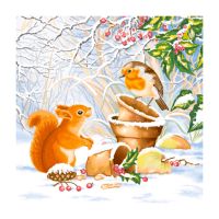 Салфетки 330х330 мм 3-сл., диз. "Новогодняя беседа", разноцв., бум., 20 шт/упак "Bouquet" 12 упак/кор РОССИЯ 57098