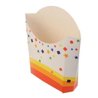 Одноразовая коробка для картошки фри, 32х70х90 мм, с печатью, "Звезды"