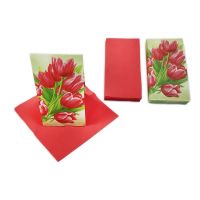 Салфетки 330х330 мм 2-сл., диз. "Тюльпаны на зеленом микс", разноцв., бум., 20 шт/упак "Bouquet" 15 упак/кор РОССИЯ 42456