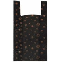 Пакет "Майка" [300+160]х600 мм 15 мкм, диз. "Звезды", черн., ПНД, 100 шт/упак 10 упак/кор РОССИЯ