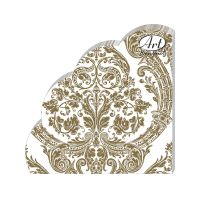 Салфетки d320 мм 3-сл., диз. "Royal.Золото на белом", разноцв., бум., 12 шт/упак "Bouquet" 15 упак/кор РОССИЯ 37261