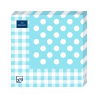 Салфетки 330х330 мм 3-сл., диз. "Горошек голубой", бело-голуб., бум., 20 шт/упак "Bouquet" 12 упак/кор РОССИЯ 57284