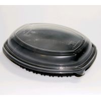 Контейнер 800 мл 1-секц., овал 257х202х37 мм, без крышки, черн., ПП, 30 шт/упак "ПолиЭр" 300 шт/кор РОССИЯ К-257 черн