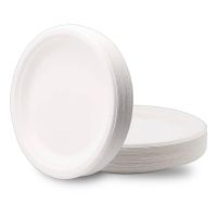 Тарелка одноразовая мелкая d180 мм, бел., целл, 6 шт/упак "GREEN MYSTERY" 150 шт/кор РОССИЯ
