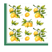 Салфетки 240х240 мм 3-сл., диз. "Скатерть с лимонами", разноцв., бум., 25 шт/упак "Bouquet" 15 упак/кор РОССИЯ 25318