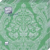 Салфетки 400х400 мм 3-сл., диз. "Royal.Серебро на зеленом", зелено-сереб., бум., 20 шт/упак "Bouquet" 12 упак/кор РОССИЯ 37255