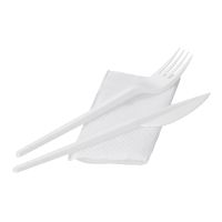 Комплект столовых приборов №3 [вил.+ нож: 165 мм, бел., ПС+ салф.], 300 шт/кор 300 шт/упак РОССИЯ 501313/С