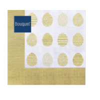 Салфетки 330х330 мм 3-сл., диз. "Скатерть с золотыми яйцами", разноцв., бум., 20 шт/упак "Bouquet" 12 упак/кор РОССИЯ 25268