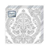 Салфетки 240х240 мм 3-сл., диз. "Royal.Серебро на белом", бело-сереб., бум., 25 шт/упак "Bouquet" 15 упак/кор РОССИЯ 37242