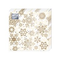 Салфетки 330х330 мм 3-сл., диз. "Золотые снежинки на бежевом", разноцв., бум., 20 шт/упак "Bouquet" 12 упак/кор РОССИЯ 57516