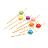 Пика 75 мм, диз. "Сердце", цвет в ассорт., бамбук, 100 шт/упак 100 упак/кор КИТАЙ