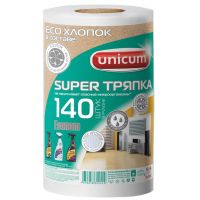 Салфетка для уборки 223х180 мм, бел., Х/Б+Лолиэстер, 140 шт/рул "Unicum" 12 рул/кор РОССИЯ 302449