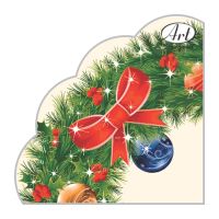 Салфетки d320 мм 3-сл., диз. "Новогодний венок 2", разноцв., бум., 12 шт/упак "Bouquet" 15 упак/кор РОССИЯ 37085