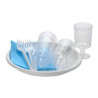 Набор одноразовой посуды "Праздник №1" [6 рюм.100 мл, ПС+6 тар. d205 мм, ПС+6 вил.+ 6 салф.] 15 упак/кор РОССИЯ 187300