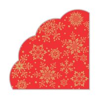 Салфетки d320 мм 3-сл., диз. "Золотые снежинки на красном", разноцв., бум., 12 шт/упак "Bouquet" 15 упак/кор РОССИЯ 57531