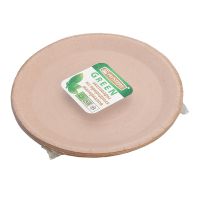 Тарелка одноразовая мелкая d180 мм, крафт., карт, 12 шт/упак "GREEN MYSTERY" 480 шт/кор РОССИЯ -