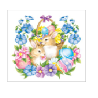 Салфетки 330х330 мм 3-сл., диз. "Пасхальные кролики", разноцв., бум., 20 шт/упак "Bouquet" 12 упак/кор РОССИЯ 25273
