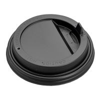 Крышка для стаканов, для холодных и горячих напитков, d 90 мм, чёрная, с клапаном, полистирол