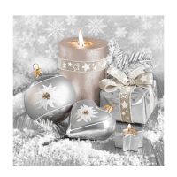 Салфетки 330х330 мм 3-сл., диз. "Праздничный натюрморт. Серебро", разноцв., бум., 20 шт/упак "Bouquet" 12 упак/кор РОССИЯ 25108