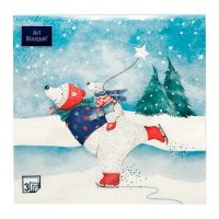 Салфетки 330х330 мм 3-сл., диз. "Медведи на катке", разноцв., бум., 20 шт/упак "Bouquet" 12 упак/кор РОССИЯ 57476