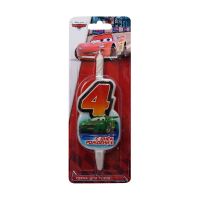 Свеча для торта h45 мм, диз. "Disney Тачки. Цифра 4", разноцв., 1 шт/упак 15 шт/кор РОССИЯ 1180