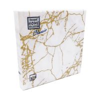 Салфетки 330х330 мм 3-сл., диз. "Мрамор золотой на белом", бело-золот., бум., 20 шт/упак "Bouquet" 12 упак/кор РОССИЯ 57507