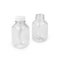 Бутылка ПЭТ 300 мл, квадр., прозр., горло d38 мм, крышка в компл., 250 шт/кор 250 шт/упак РОССИЯ 0,30 BRC квадрат.