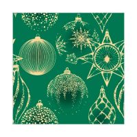 Салфетки 330х330 мм 3-сл., диз. "Золотые украшения на зеленом", разноцв., бум., 20 шт/упак "Bouquet" 12 упак/кор РОССИЯ 25124
