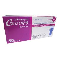 Перчатки латексные, р-р XL, неопудрен., син., 25 пар/упак "High Risk" 10 упак/кор ТАИЛАНД