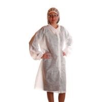 Халат р-р 50-52 [XL], 20 гр/м2, бел., нетк. мат-л СМС, 10 шт/упак 10 упак/кор КИТАЙ