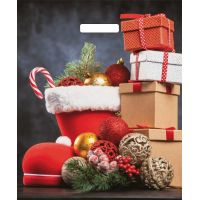 Пакет 380х450 мм, 60 мкм с проруб. ручками, диз. "Гора подарков", ПВД, 25 шт/упак 500 шт/кор РОССИЯ ВУР60893