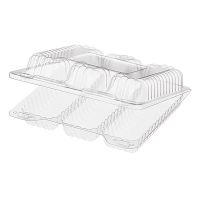 Упаковка для кондит. изделий 690[3х230] мл 3-секц., 173х158х45 мм, неразъем.крышка, прозр., ОПС, 400 шт/кор "Комус" 400 шт/упак РОССИЯ РК-28С3 (Т)