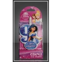 Свеча для торта h68 мм, диз. "Disney Принцесса. Цифра 9", разноцв., 1 шт/упак 20 шт/кор РОССИЯ 1174