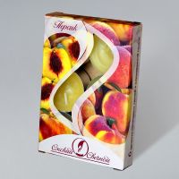 Свечи чайные в гильзе ароматиз. d38хh16 мм, Персик, желт., 6 шт/упак 30 упак/кор РОССИЯ 001802