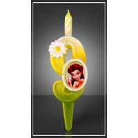 Свеча для торта h40 мм, диз. "Фея. Цифра 9", разноцв., 1 шт/упак 15 шт/кор РОССИЯ 1239