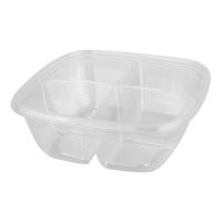 Контейнер 1050[4х262,5] мл 4-секц., 190х190х67 мм, без крышки, прозр., ПЭТ, 70 шт/упак "ПолиЭр" 140 шт/кор РОССИЯ СпК-1919-1050/4