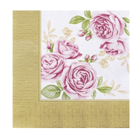 Салфетки 330х330 мм 3-сл., диз. "Розы в золотой рамке ", разноцв., бум., 12 шт/упак "Bouquet" 12 упак/кор РОССИЯ 25239