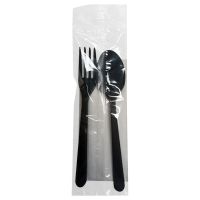Комплект столовых приборов №3 [лож.ст.+ вил.: 180 мм, черн., ПС+ салф.], 300 шт/кор 300 шт/упак РОССИЯ Н31-005
