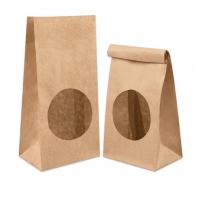 Пакет на вынос [120+80]х250 мм S без ручек, 2 сл. с окном, крафт, бум., 500 шт/кор 500 шт/упак РОССИЯ 041-000024-001