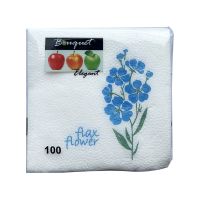 Салфетки 240х240 мм 1-сл., диз. "Незабудка", разноцв., бум., 100 шт/упак "Bouquet" 16 упак/кор РОССИЯ 57383