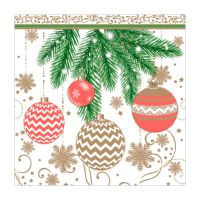 Салфетки 330х330 мм 3-сл., диз. "Елочные украшения-2", разноцв., бум., 20 шт/упак "Bouquet" 12 упак/кор РОССИЯ 37132
