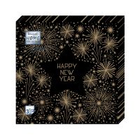 Салфетки 330х330 мм 3-сл., диз. "Золотой салют", разноцв., бум., 20 шт/упак "Bouquet" 12 упак/кор РОССИЯ 57820