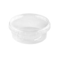 Контейнер для пресервов 385 мл, d122хh47 мм, форма "Банка", контр.замок, крышка в компл., прозр., ПП, 225 шт/кор "Aerosnab" 225 шт/упак РОССИЯ 1214КП